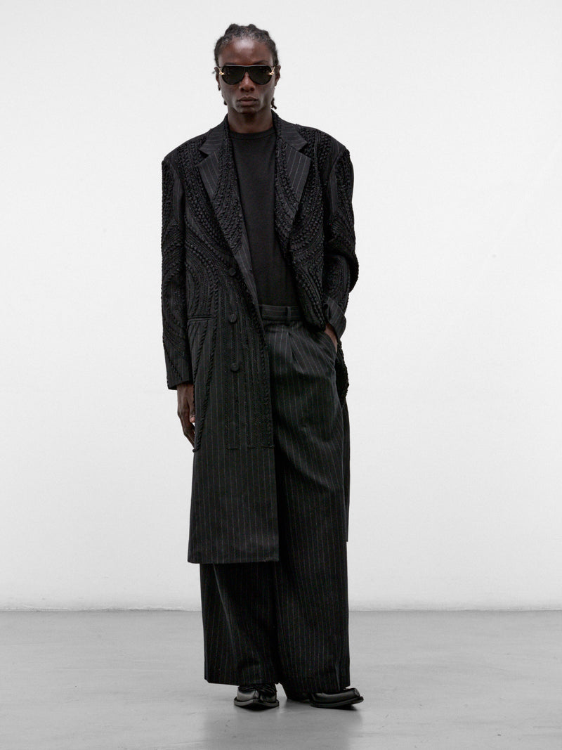 Black Jōmon Relief Wide Trousers (TA26AW-PT063-BLACK)