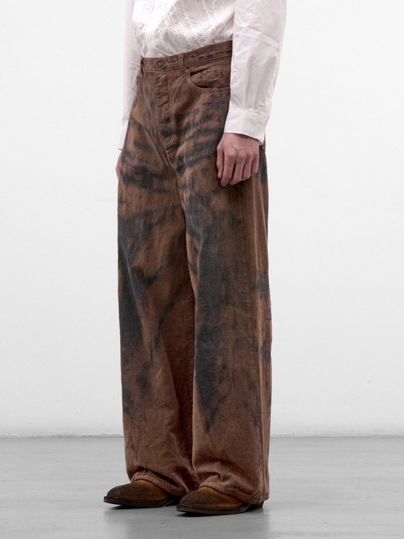 Brown Cotton Bleached Wide Pants (TA26AW-PT029-BROWN)