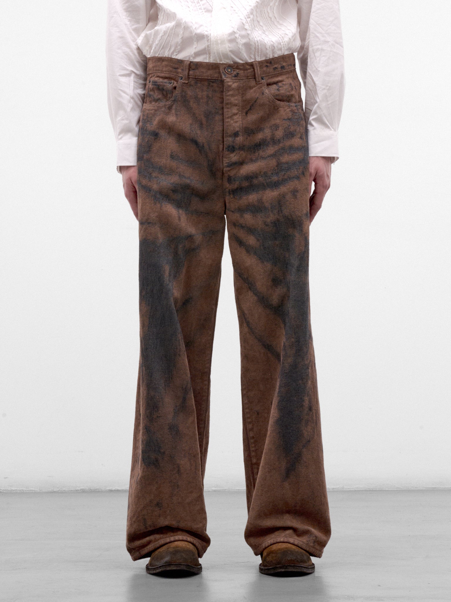 Brown Cotton Bleached Wide Pants (TA26AW-PT029-BROWN)