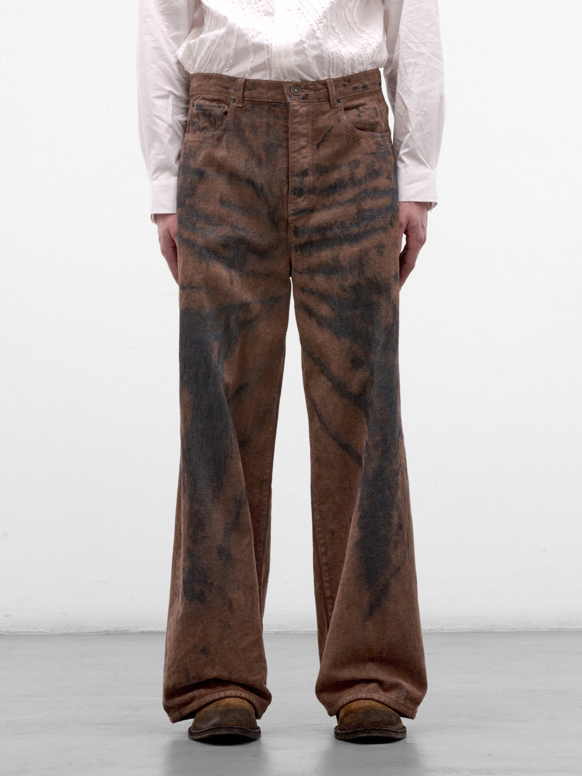 Brown Cotton Bleached Wide Pants (TA26AW-PT029-BROWN)
