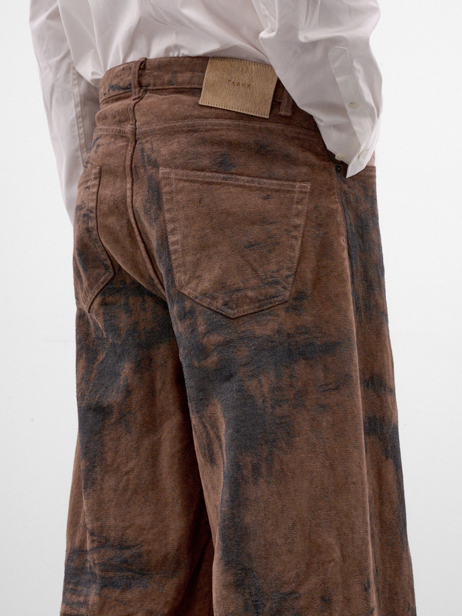Brown Cotton Bleached Wide Pants (TA26AW-PT029-BROWN)
