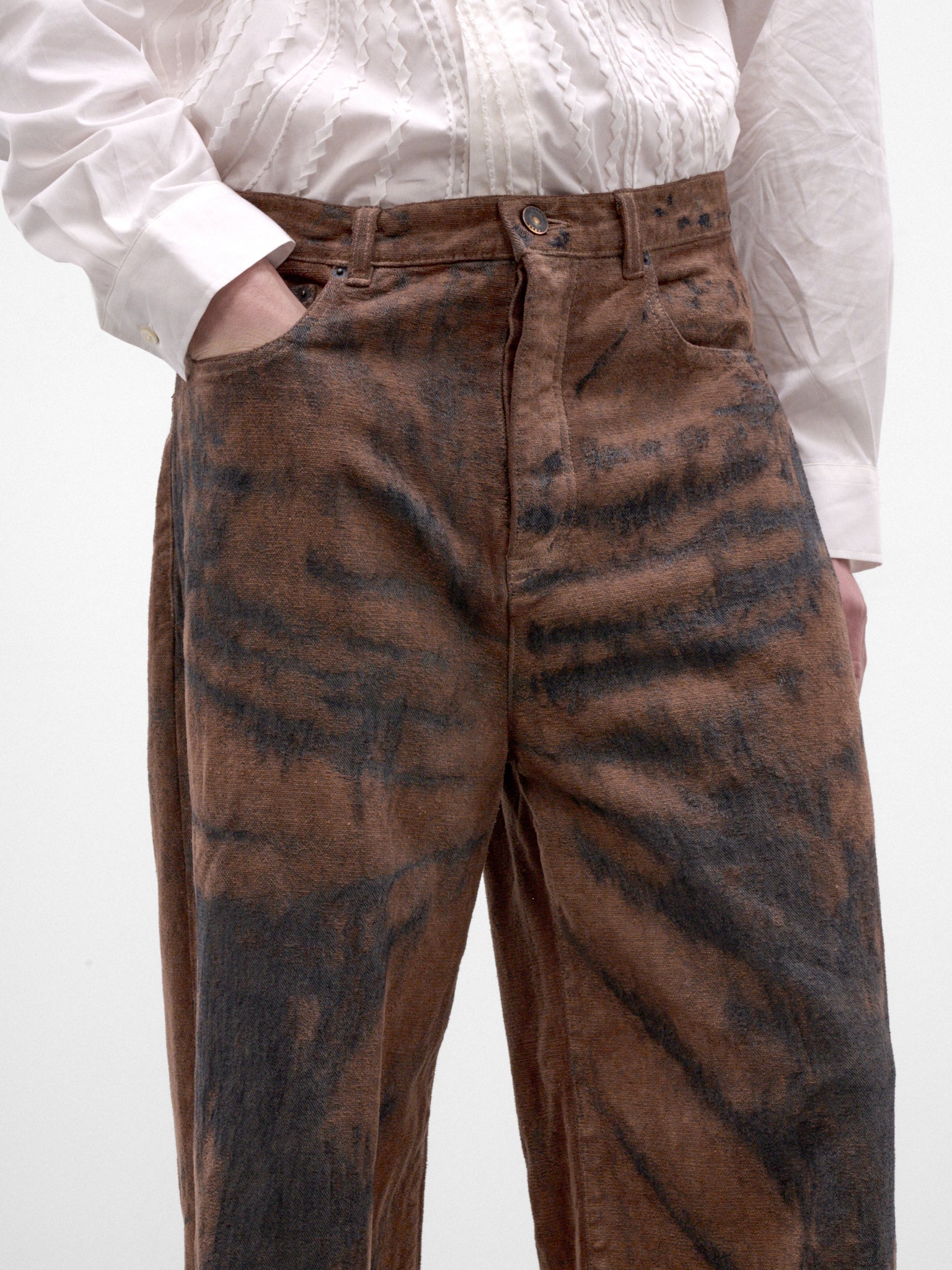 Brown Cotton Bleached Wide Pants (TA26AW-PT029-BROWN)