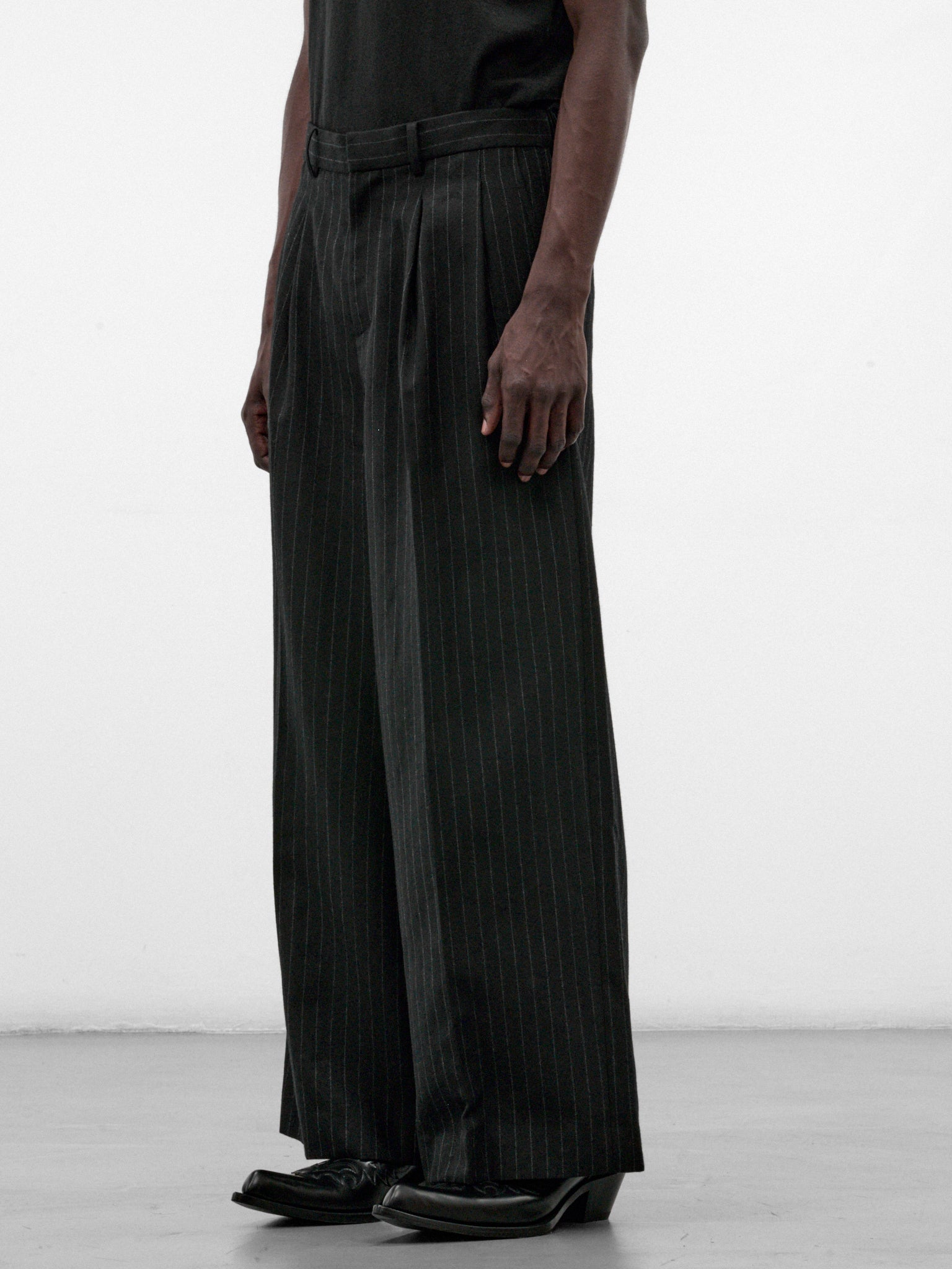 Black Jōmon Relief Wide Trousers (TA26AW-PT063-BLACK)