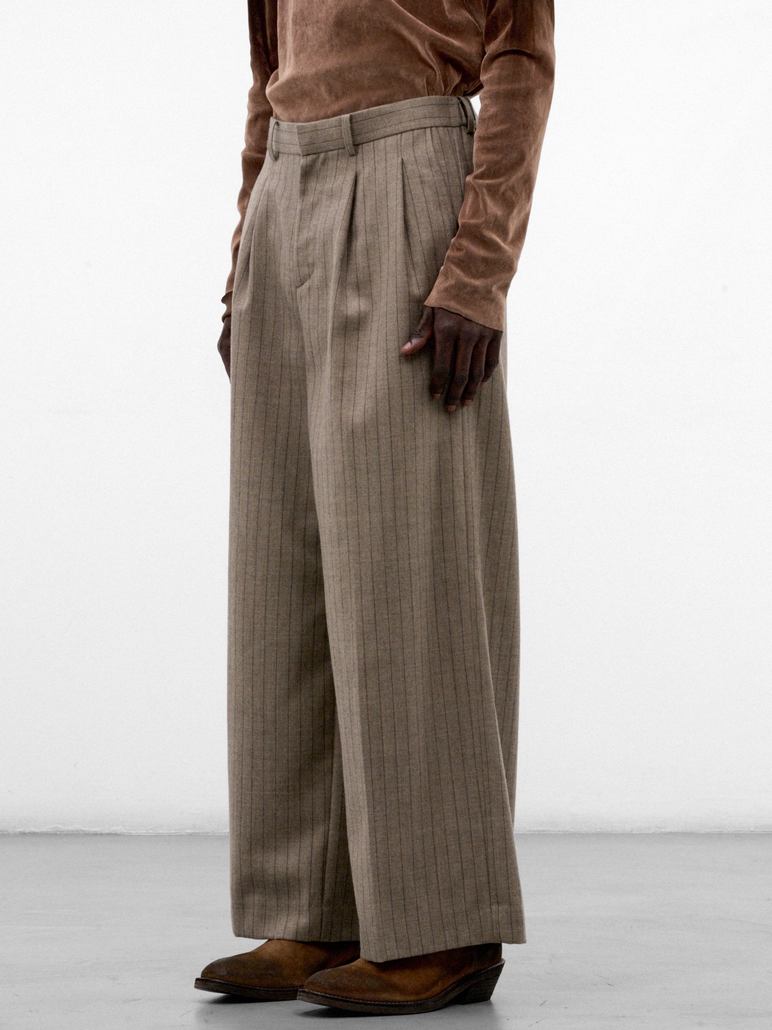 Beige Jōmon Relief Wide Trousers (TA26AW-PT063-BEIGE)