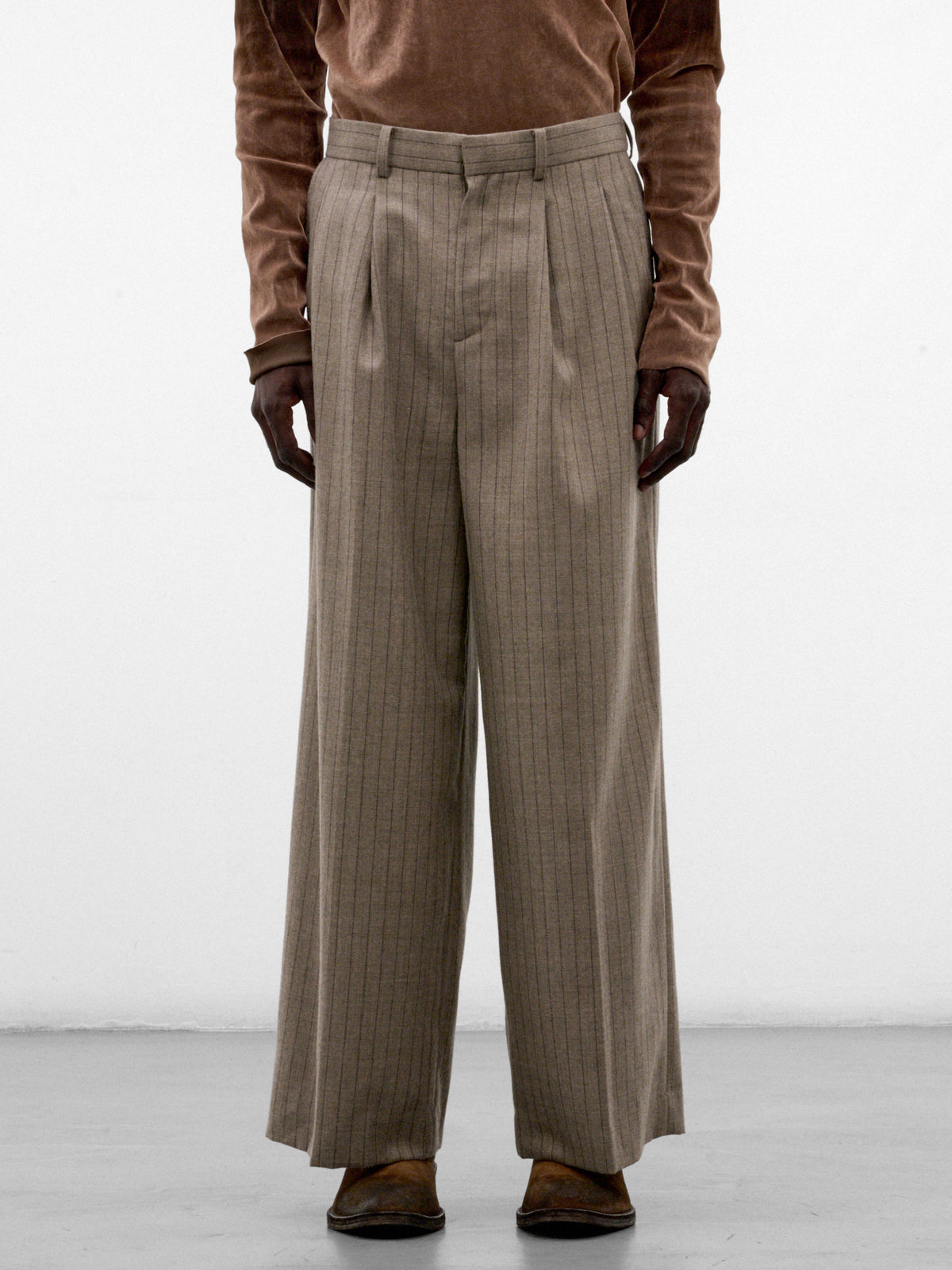 Beige Jōmon Relief Wide Trousers (TA26AW-PT063-BEIGE)