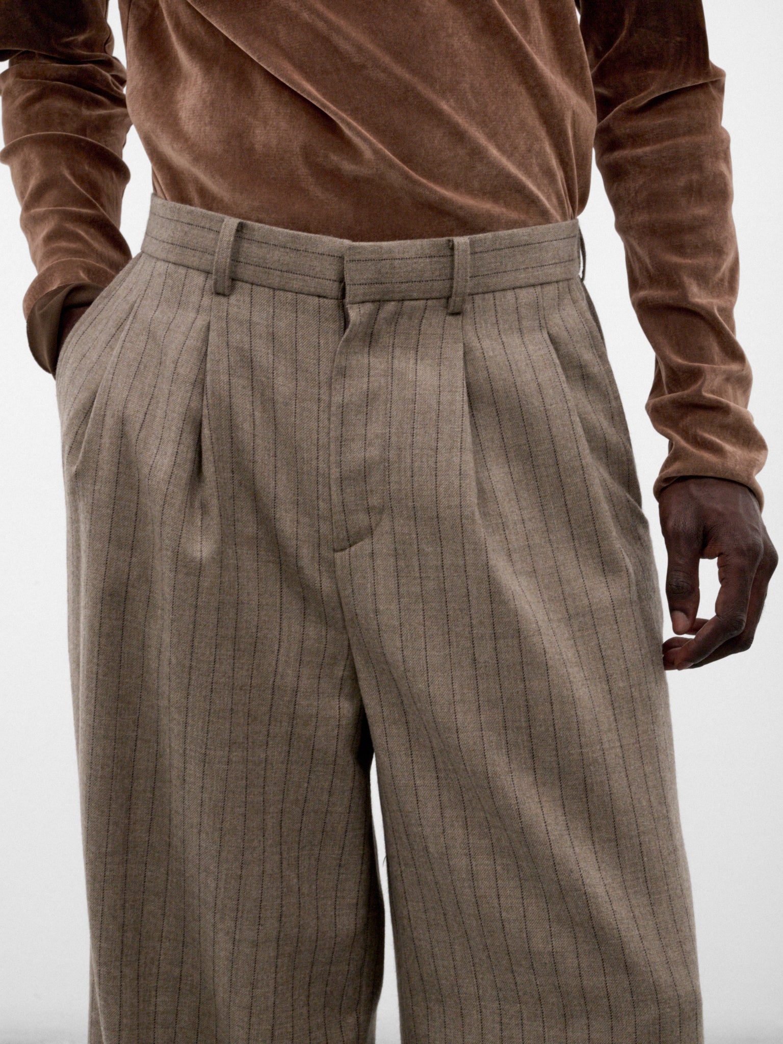 Beige Jōmon Relief Wide Trousers (TA26AW-PT063-BEIGE)
