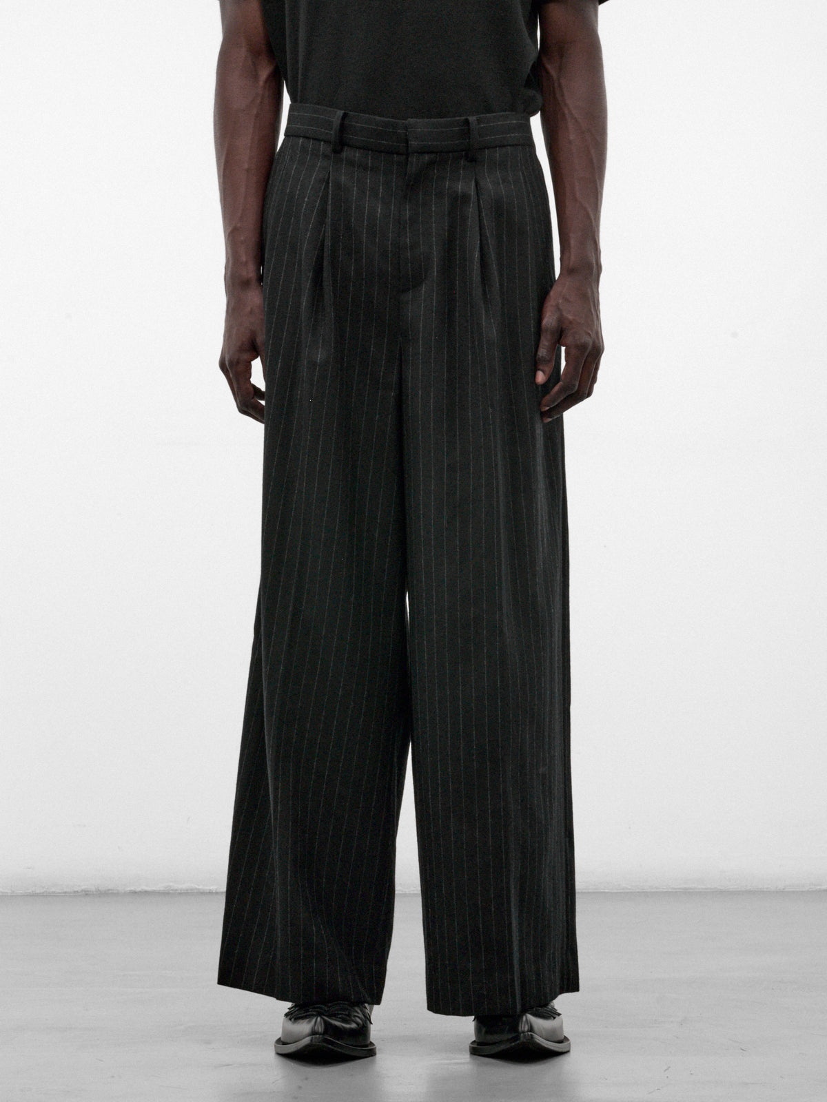 Black Jōmon Relief Wide Trousers (TA26AW-PT063-BLACK)