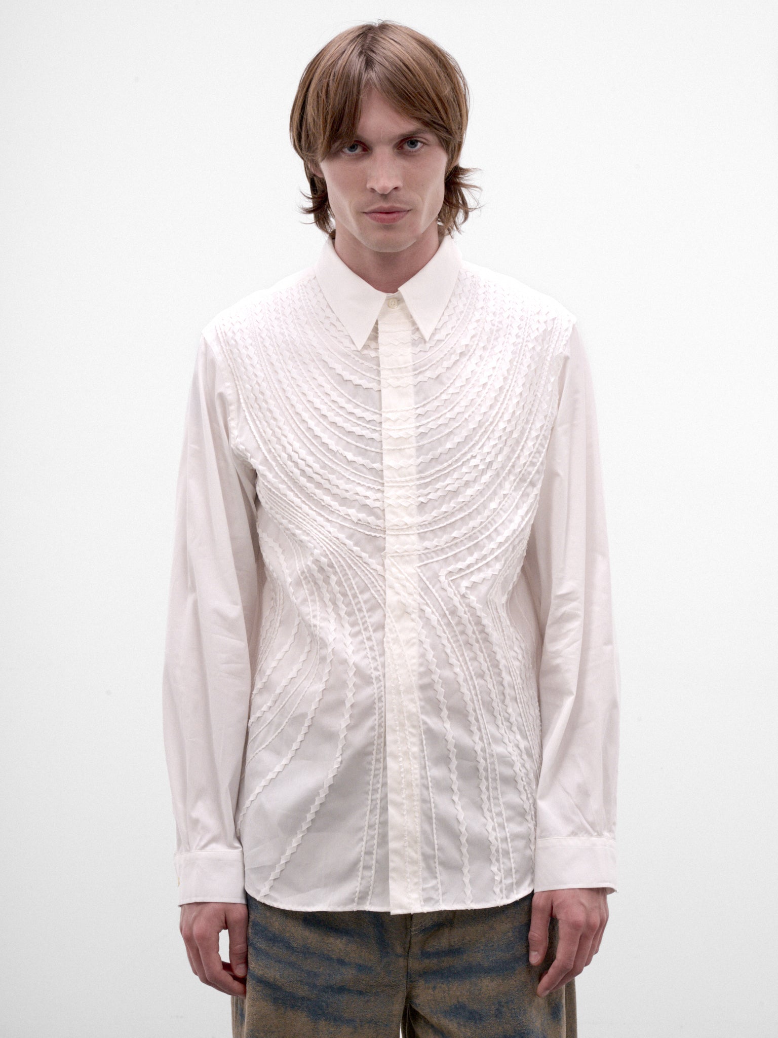 White Cotton Textured Shirt (TA26AW-SH046-WHITE)