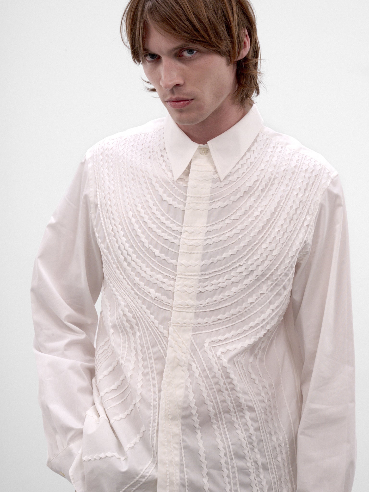 White Cotton Textured Shirt (TA26AW-SH046-WHITE)