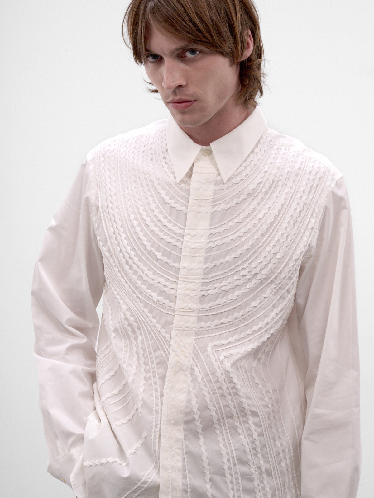 White Cotton Textured Shirt (TA26AW-SH046-WHITE)