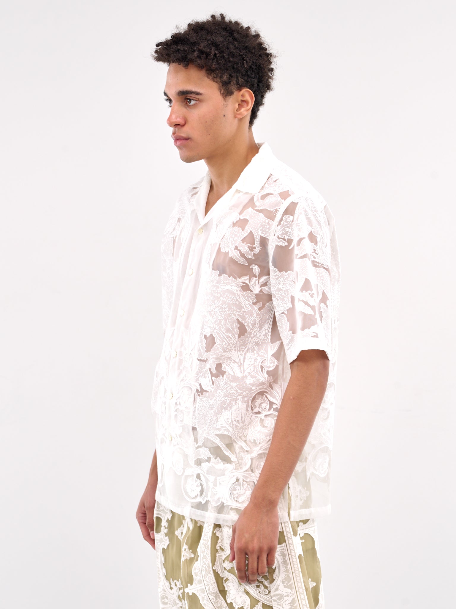 Sheer Patterned Shirt (TASS25-SH036-WHITE)
