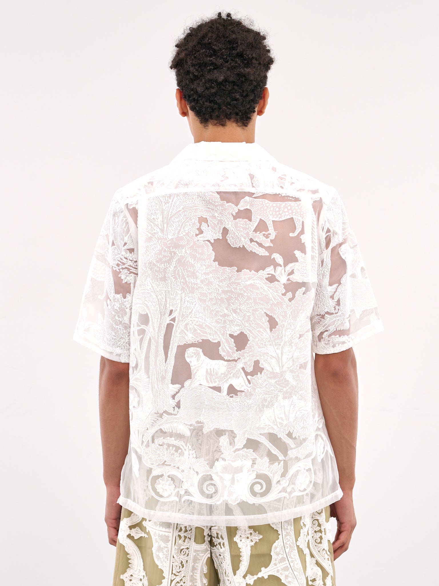 Sheer Patterned Shirt (TASS25-SH036-WHITE)