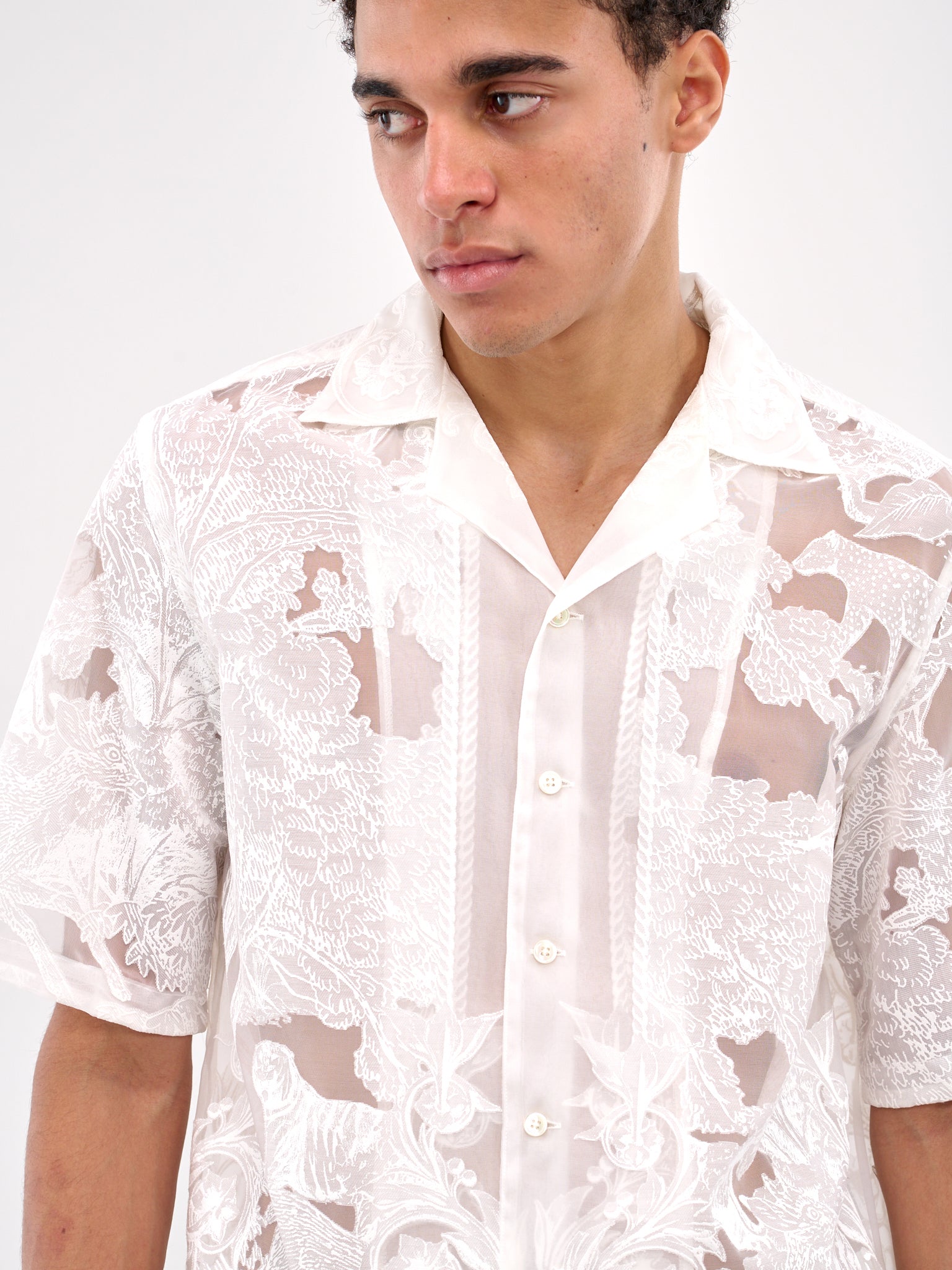 Sheer Patterned Shirt (TASS25-SH036-WHITE)