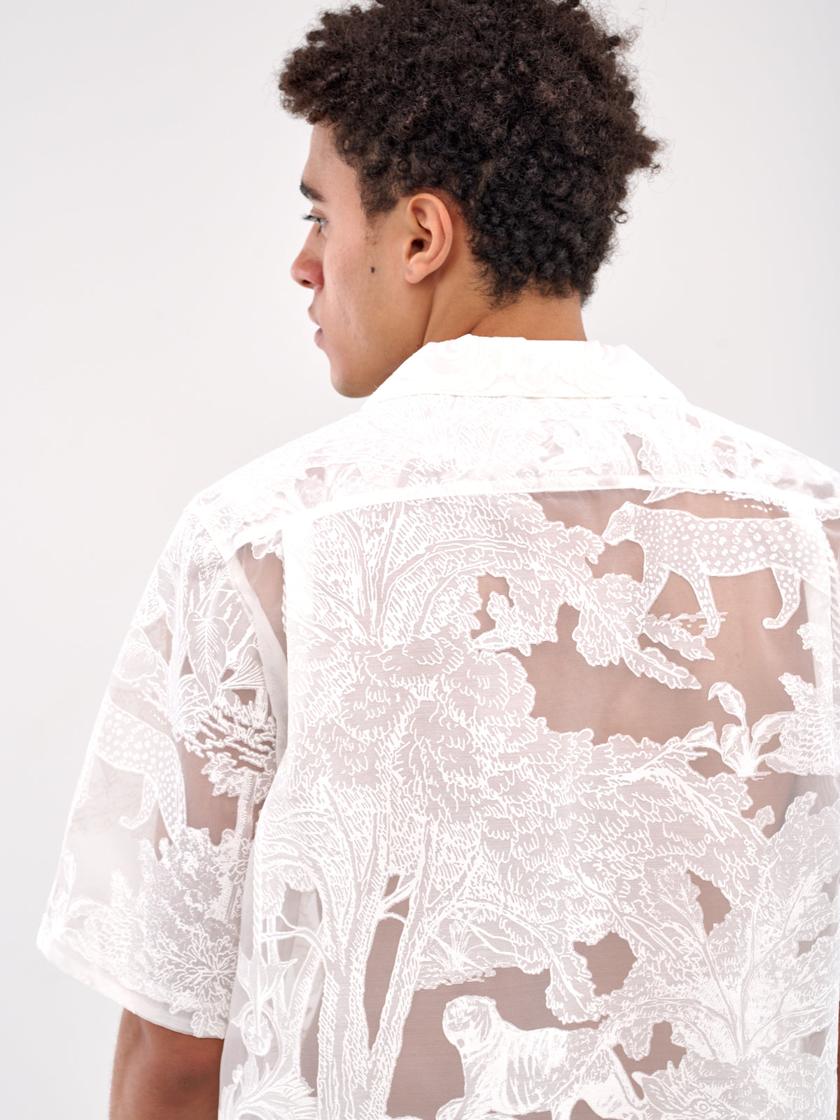 Sheer Patterned Shirt (TASS25-SH036-WHITE)