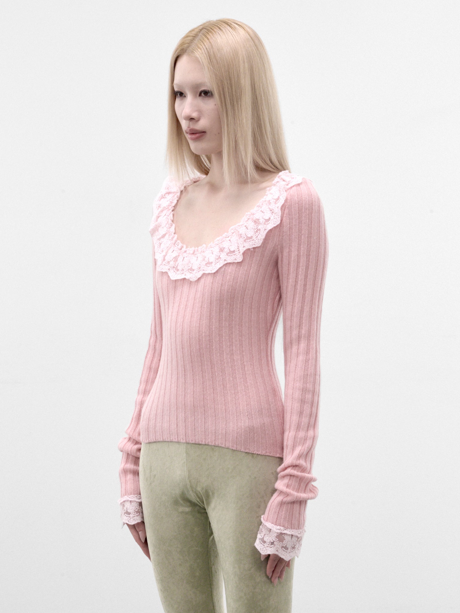 Pink Wool Teatime Rib Sweater (TEATIME-RIB-SWEATER-PINK)