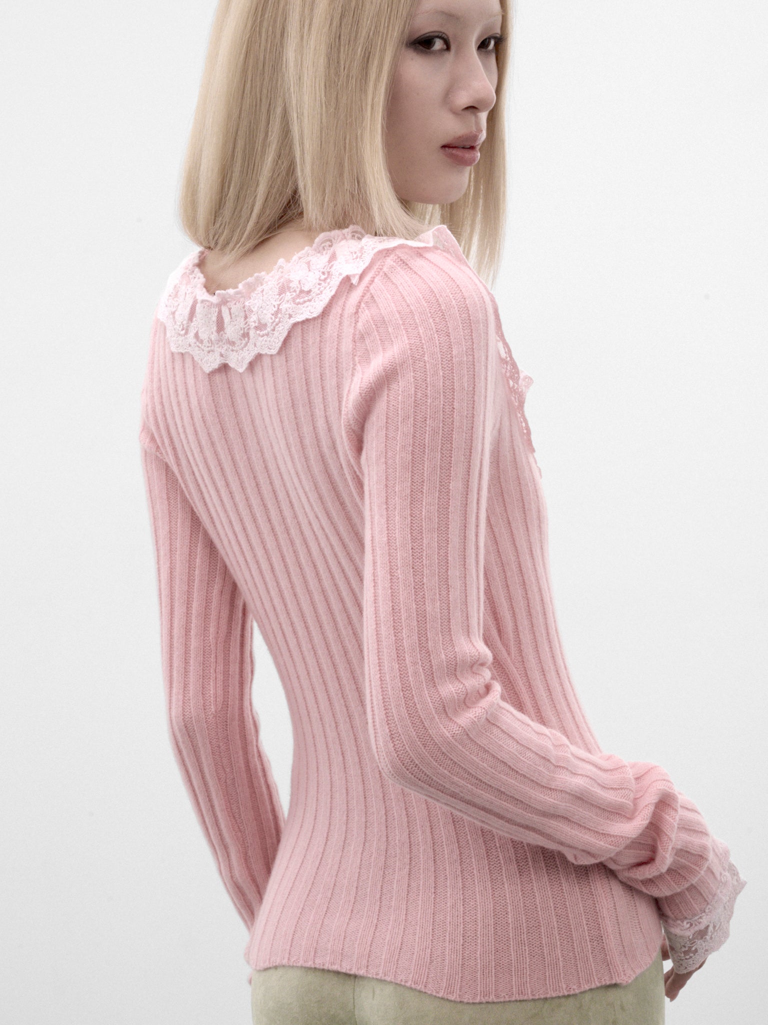 Pink Wool Teatime Rib Sweater (TEATIME-RIB-SWEATER-PINK)