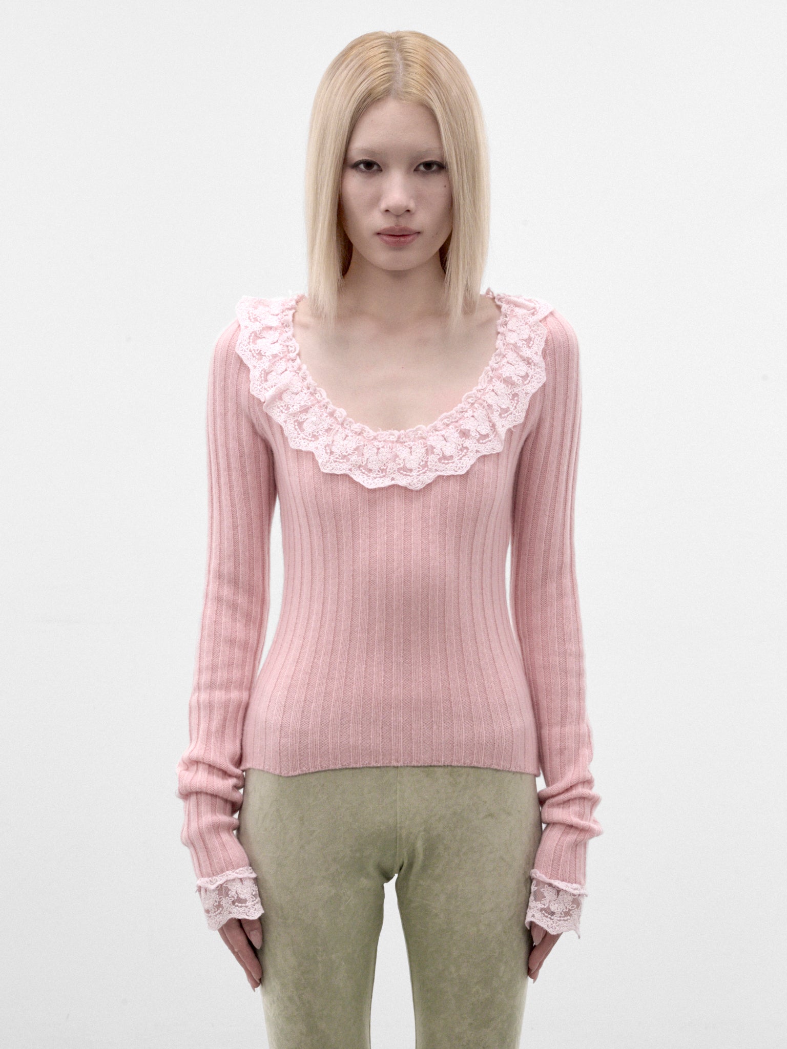 Pink Wool Teatime Rib Sweater (TEATIME-RIB-SWEATER-PINK)