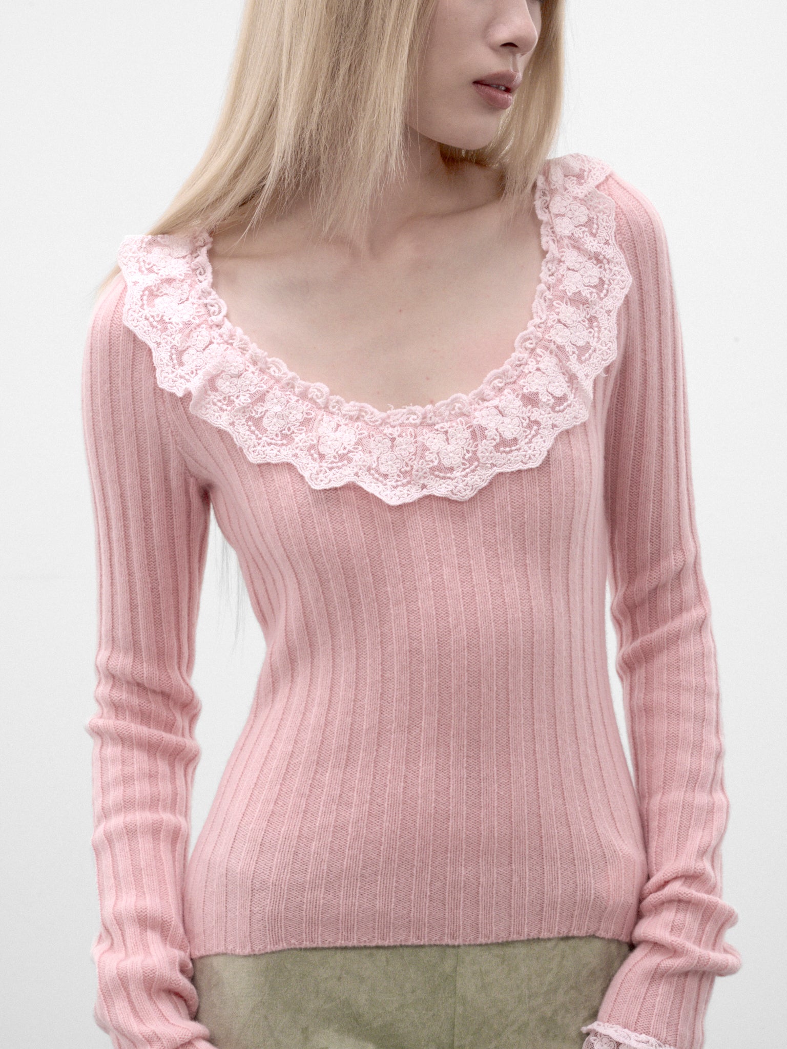 Pink Wool Teatime Rib Sweater (TEATIME-RIB-SWEATER-PINK)