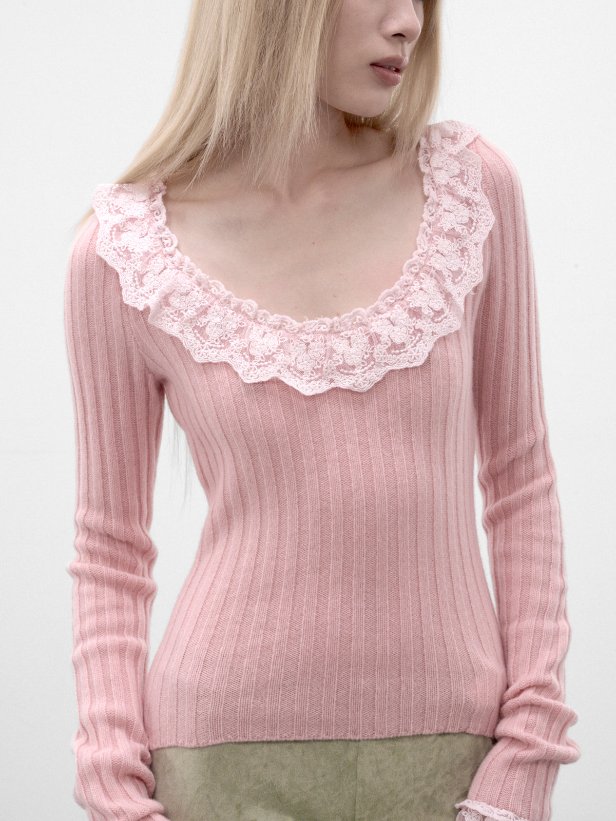Pink Wool Teatime Rib Sweater (TEATIME-RIB-SWEATER-PINK)