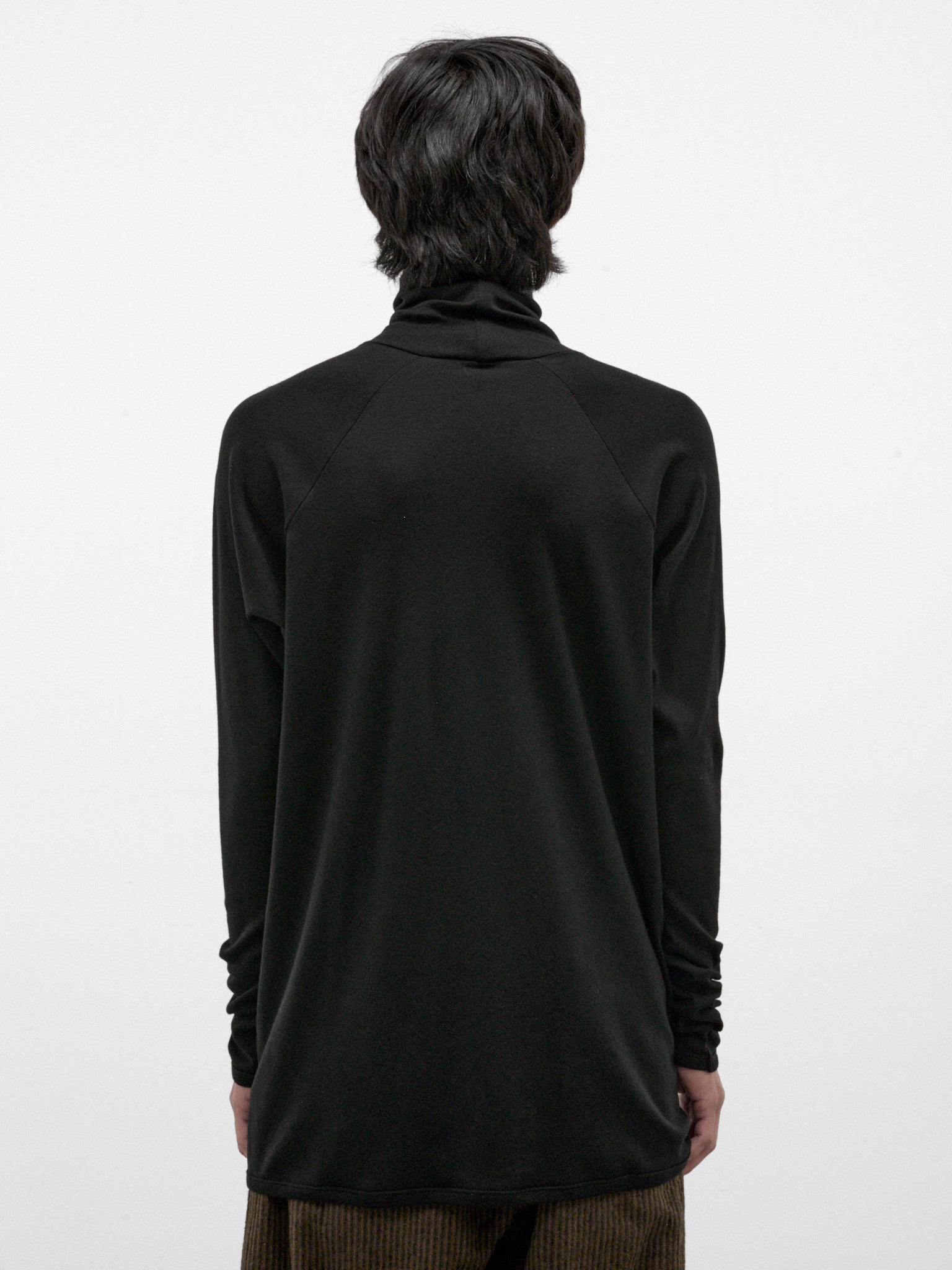 Black Cotton-Cashmere Turtleneck Tee (TEE#65-BLACK)