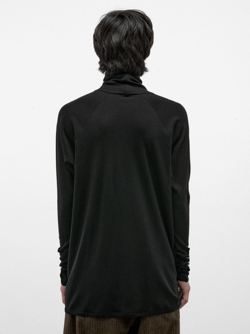 Black Cotton-Cashmere Turtleneck Tee (TEE#65-BLACK)