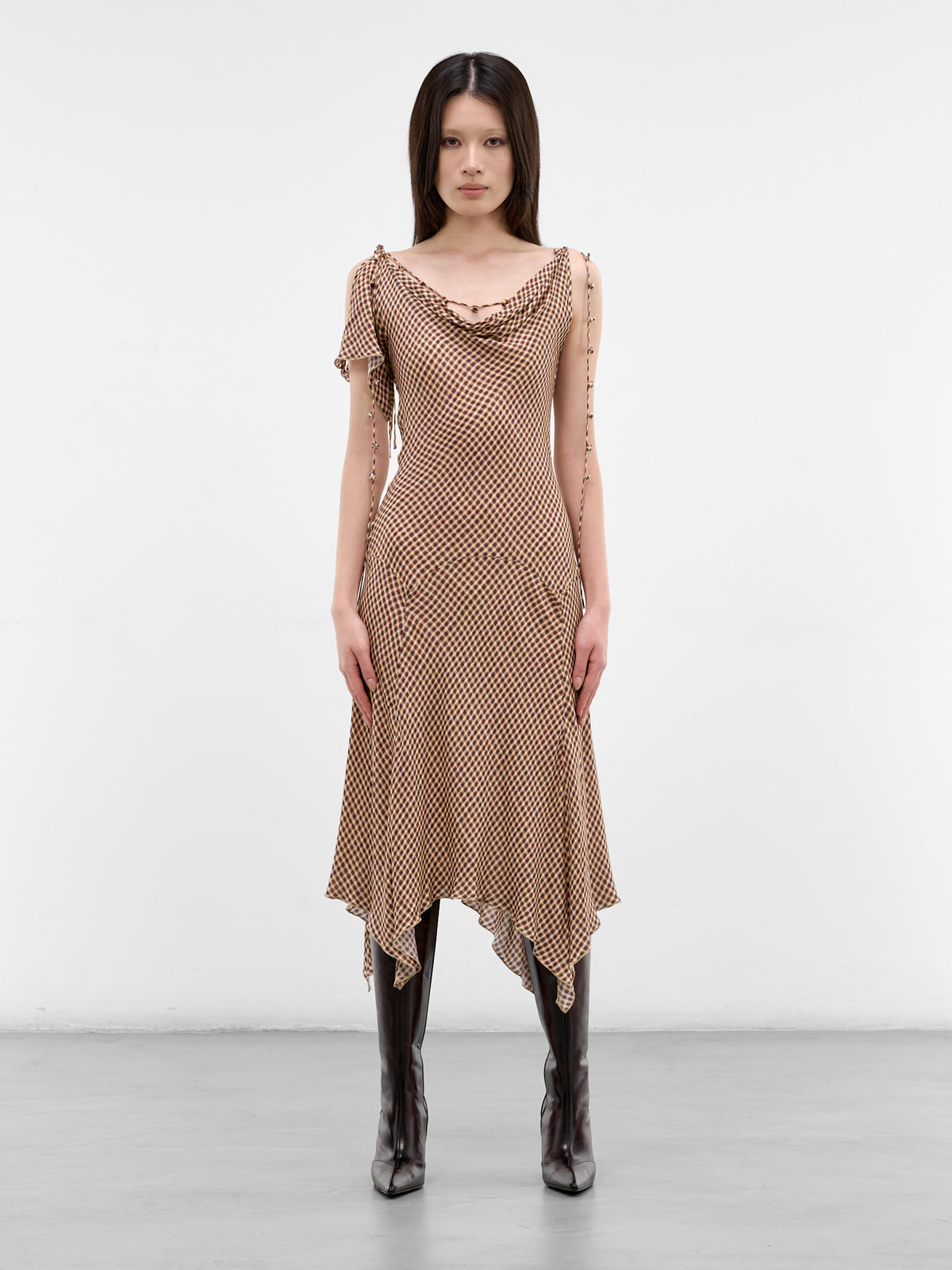 Beige Tess Plaid Midi Dress (TESDR0PL-PLAID)