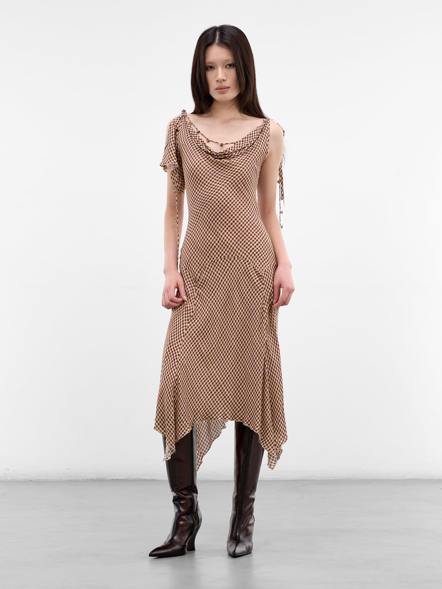 Beige Tess Plaid Midi Dress (TESDR0PL-PLAID)