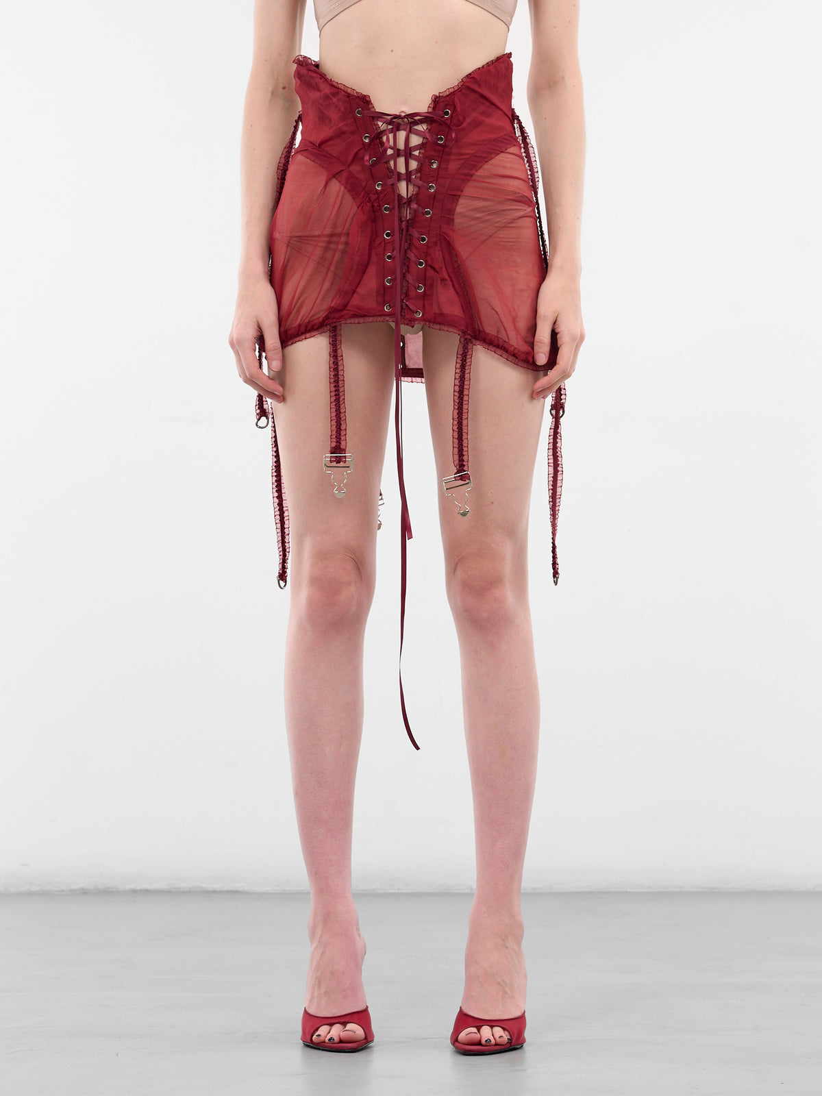 Threds Of Flesh Corset Mini Skirt (THREADS-OF-FLESH-RED)