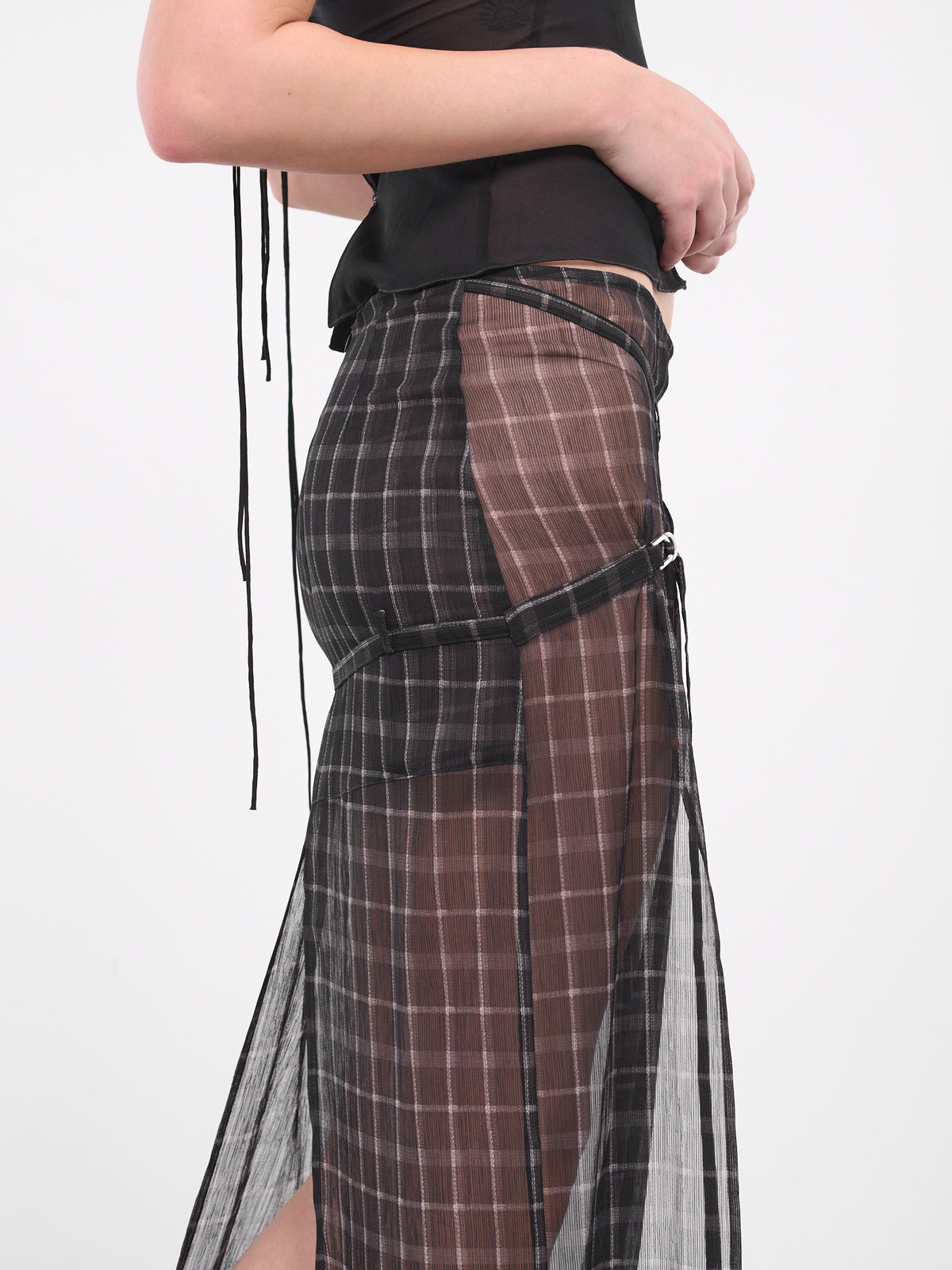 Draped Check Skirt (THRSK0MCHB-MOTO-CHECK-BLACK)