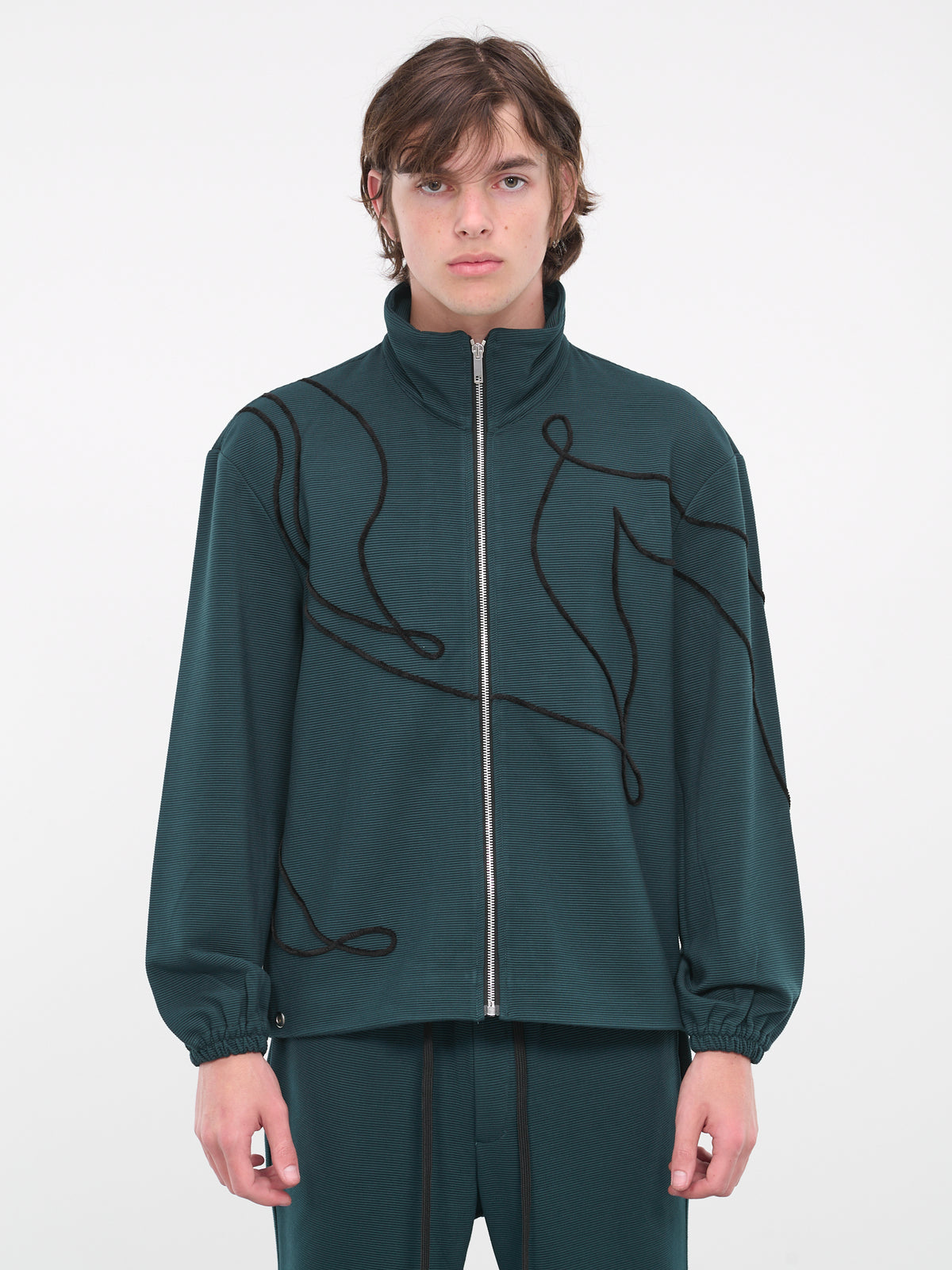 O'Keeffe Embroidered Track Jacket (TJO-01G-OKEEFFE-DARK-GREEN-BLA)