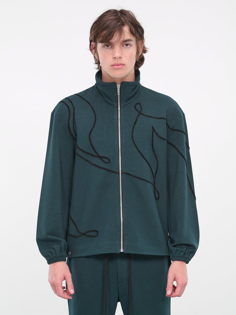 O'Keeffe Embroidered Track Jacket (TJO-01G-OKEEFFE-DARK-GREEN-BLA)