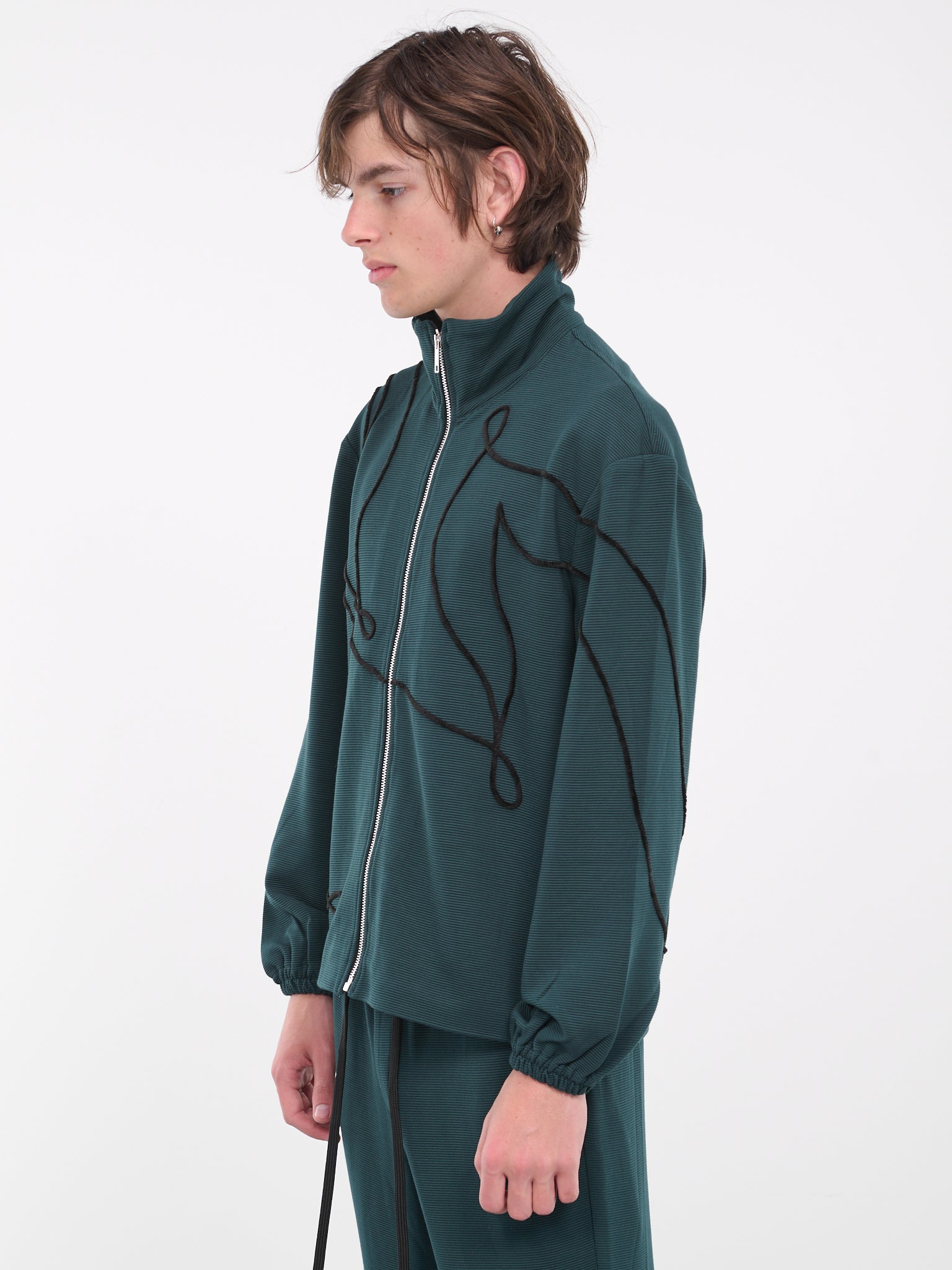 O'Keeffe Embroidered Track Jacket (TJO-01G-OKEEFFE-DARK-GREEN-BLA)