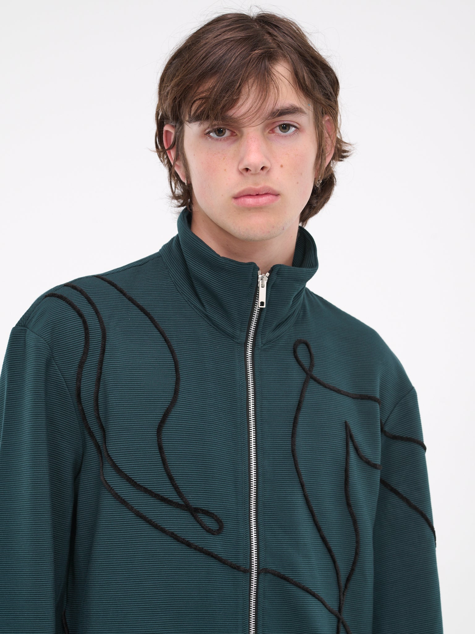 O'Keeffe Embroidered Track Jacket (TJO-01G-OKEEFFE-DARK-GREEN-BLA)