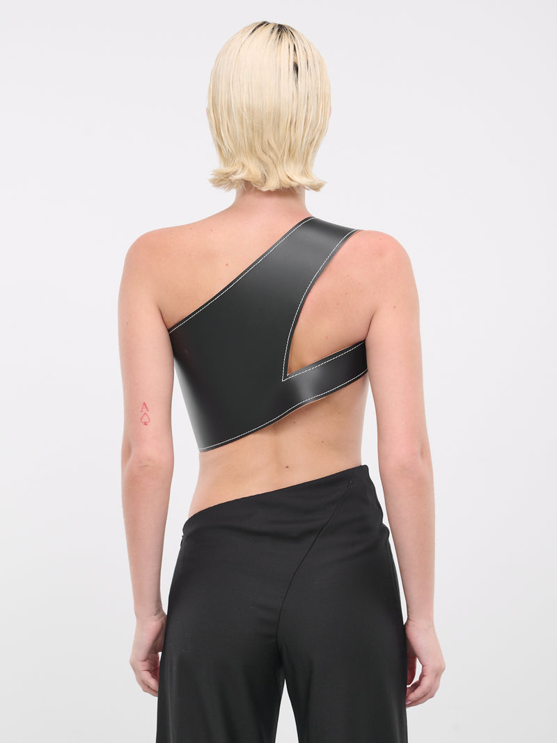 Draped Leather Top (TO-BS03-BLACK)