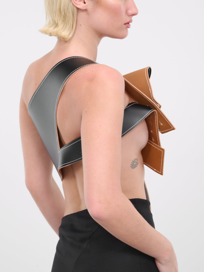 Draped Leather Top (TO-BS03-BLACK)