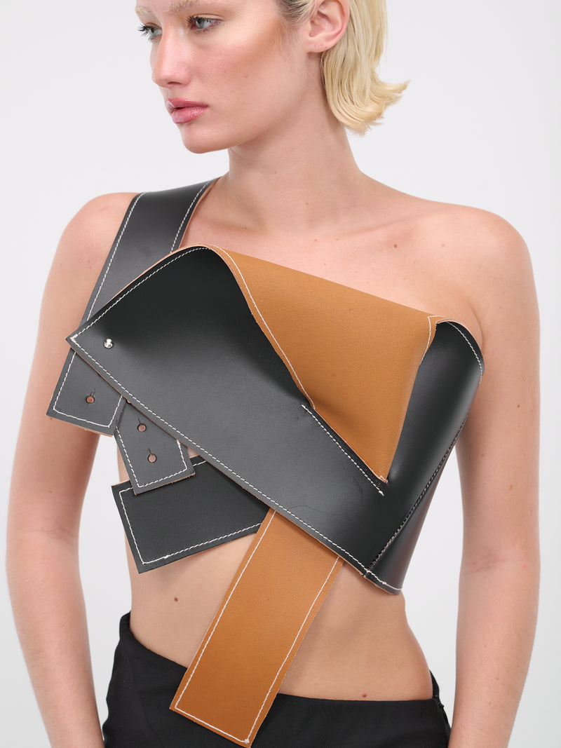 Draped Leather Top (TO-BS03-BLACK)
