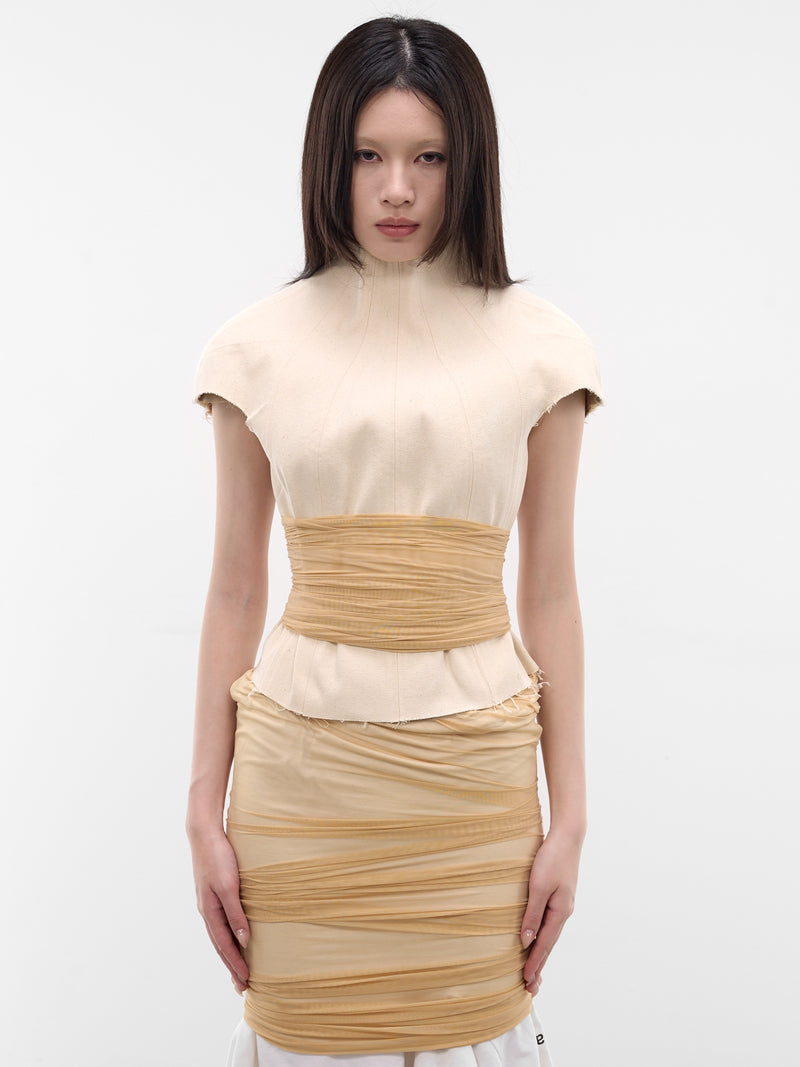 Wrapped Mesh & Canvas Torso Top (TO-CA-2-TOILE-MESH)