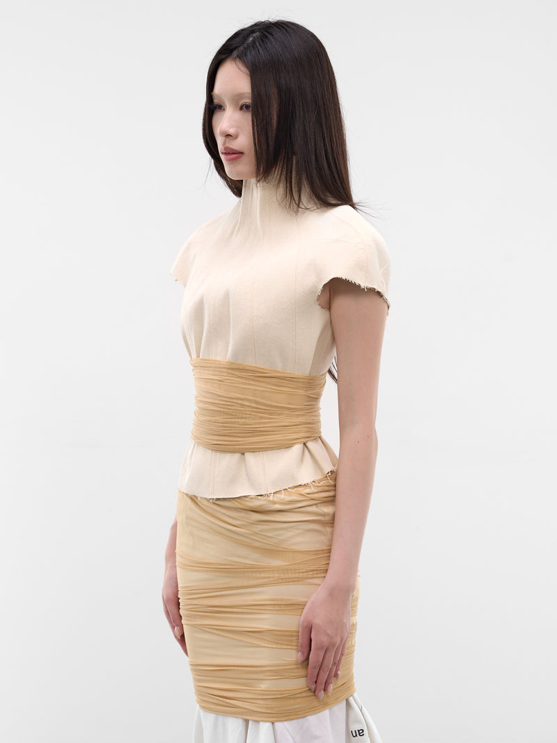 Wrapped Mesh & Canvas Torso Top (TO-CA-2-TOILE-MESH)
