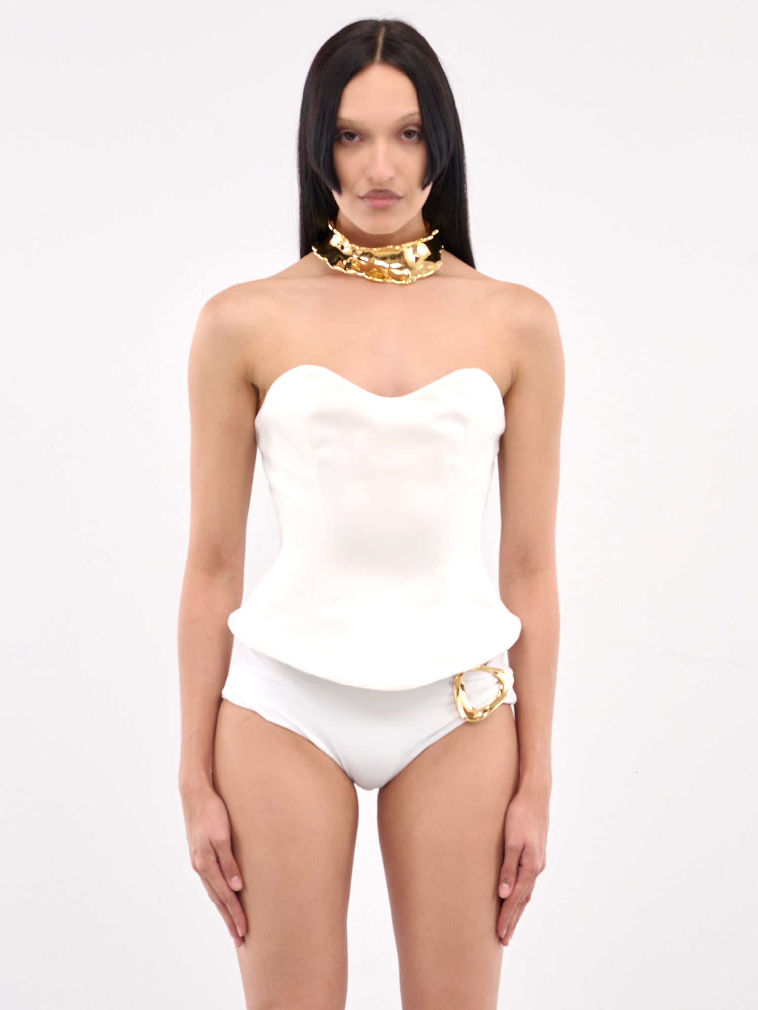 Anqa Lace-Up Corset (TO01-WG-WHITE)