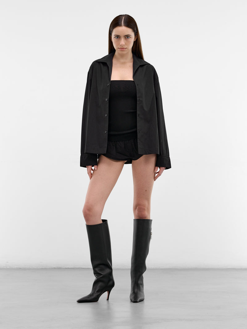 Black Cotton Relaxed Pajama Shirt (SR020120015-BLACK)