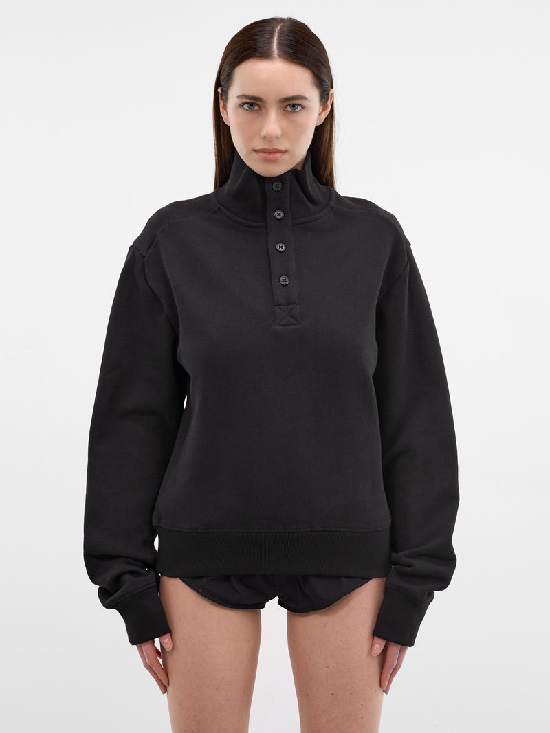 Black Cotton Turtleneck Pull-Over Sweatshirt (TO02012-BLACK)