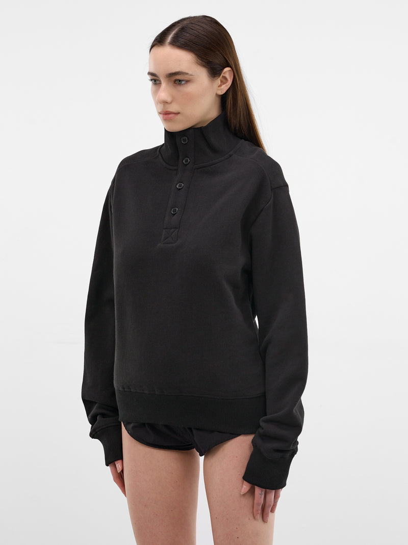 Black Cotton Turtleneck Pull-Over Sweatshirt (TO02012-BLACK)