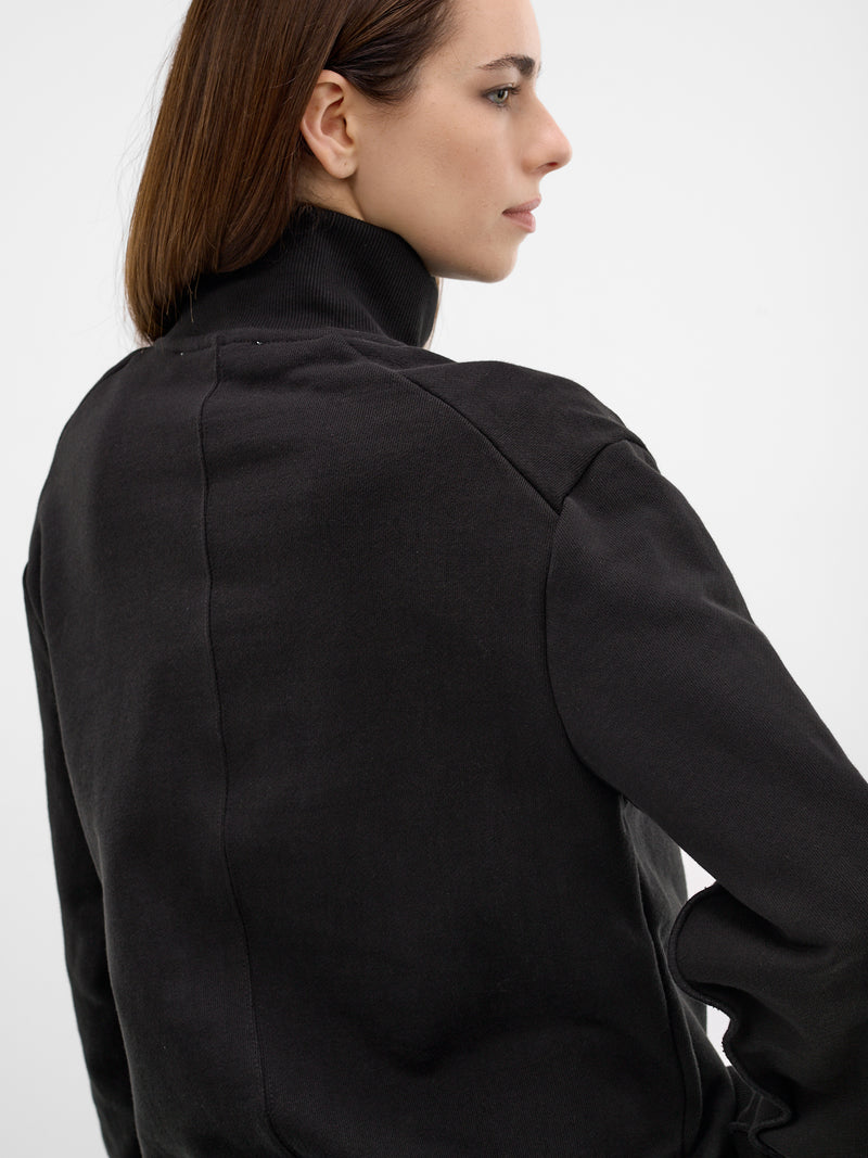 Black Cotton Turtleneck Pull-Over Sweatshirt (TO02012-BLACK)