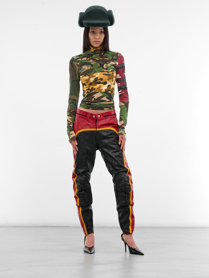 Patchwork Camo Turtleneck Top (TO02013-2363-GREEN-YELLOW)