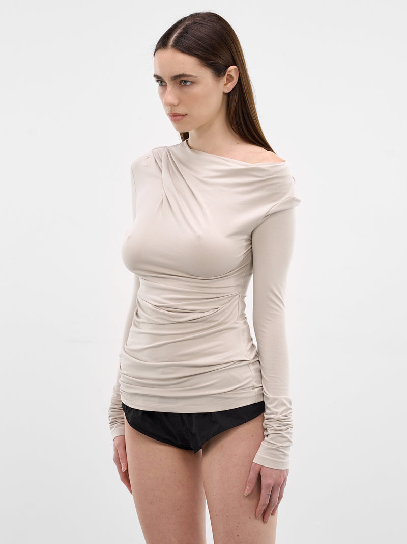 Stone Draped Long Sleeve Top (TO02243-STONE)