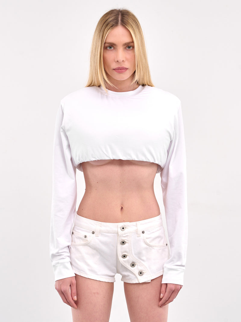 Padded Long Sleeve Crop Top (TO02592-WHITE)
