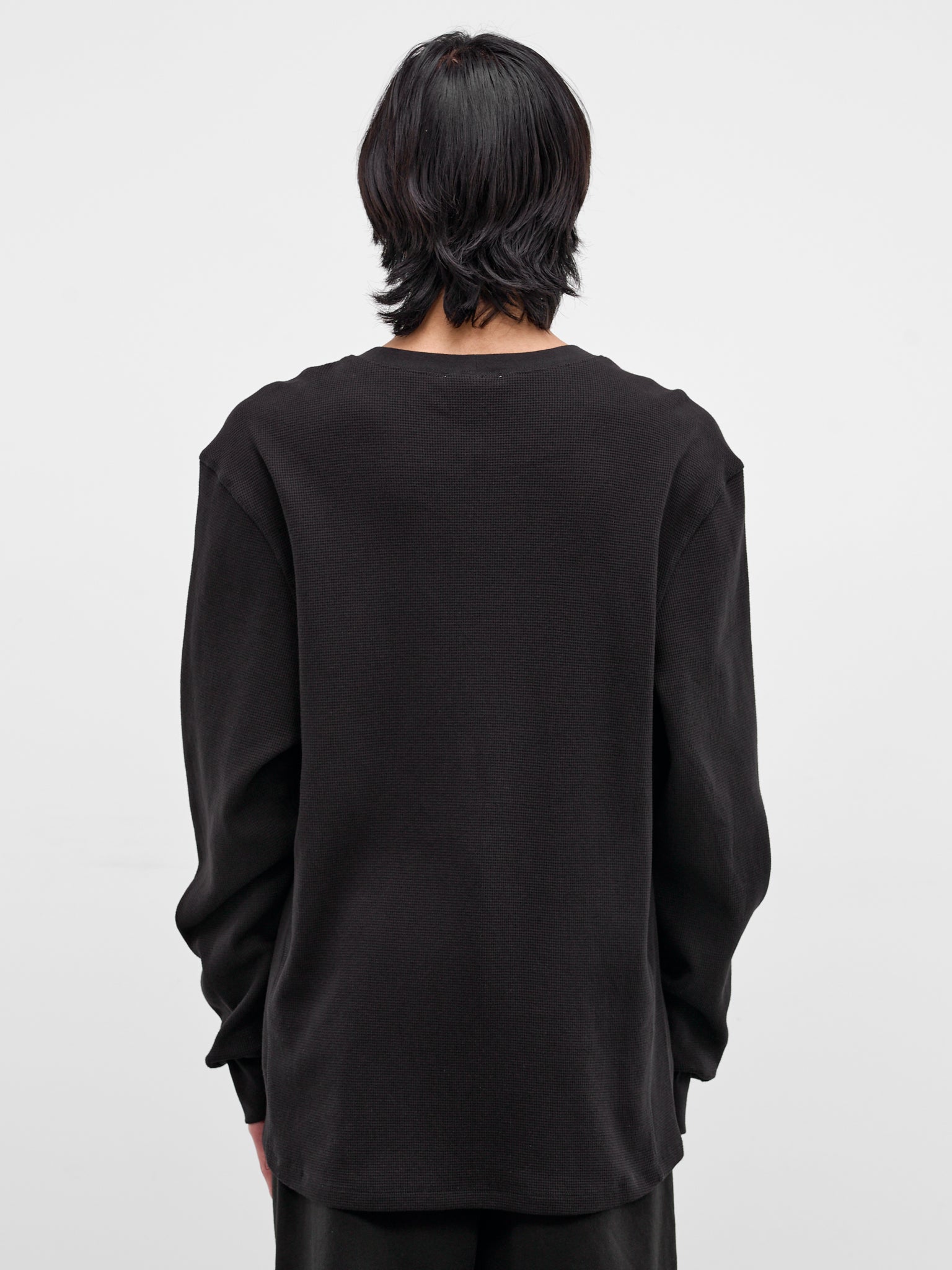 Black Waffle-Knit Thermal Tee (TO04012-BLACK)