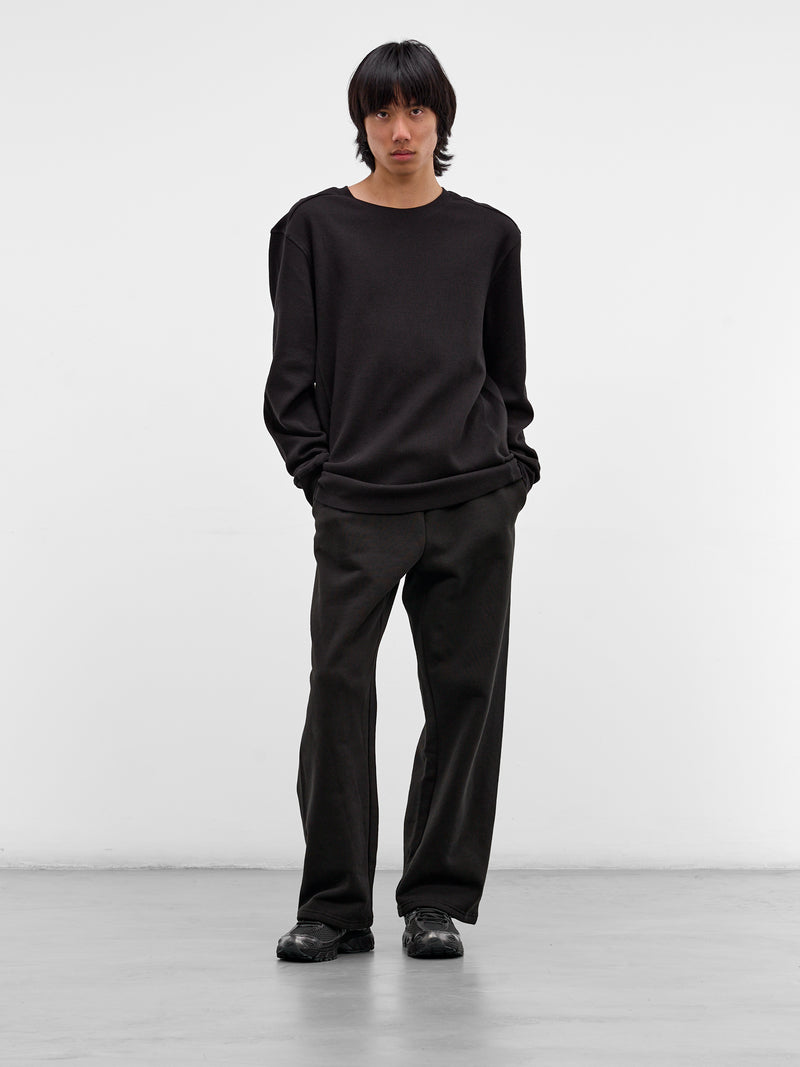 Black Waffle-Knit Thermal Tee (TO04012-BLACK)