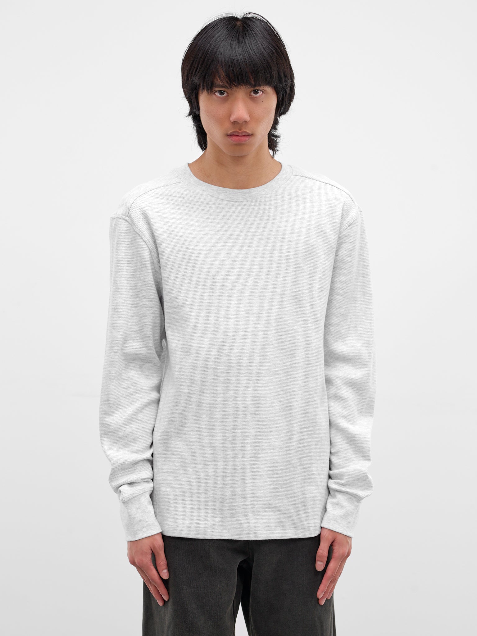 Gray Waffle-Knit Thermal Tee (TO04012-HEATHER-GREY)