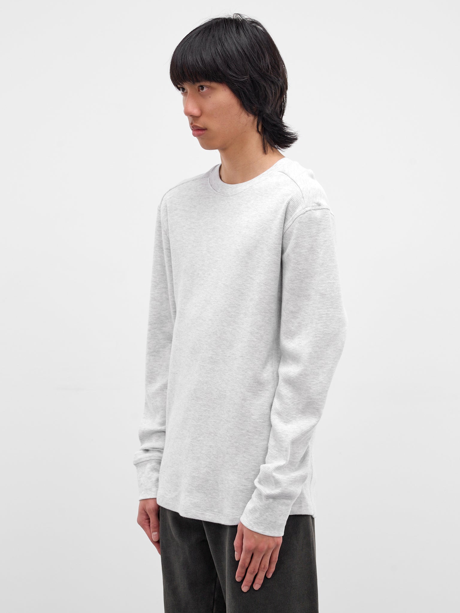 Gray Waffle-Knit Thermal Tee (TO04012-HEATHER-GREY)